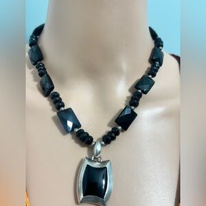 Barse Sterling Silver Stamp 925 Onyx Necklace